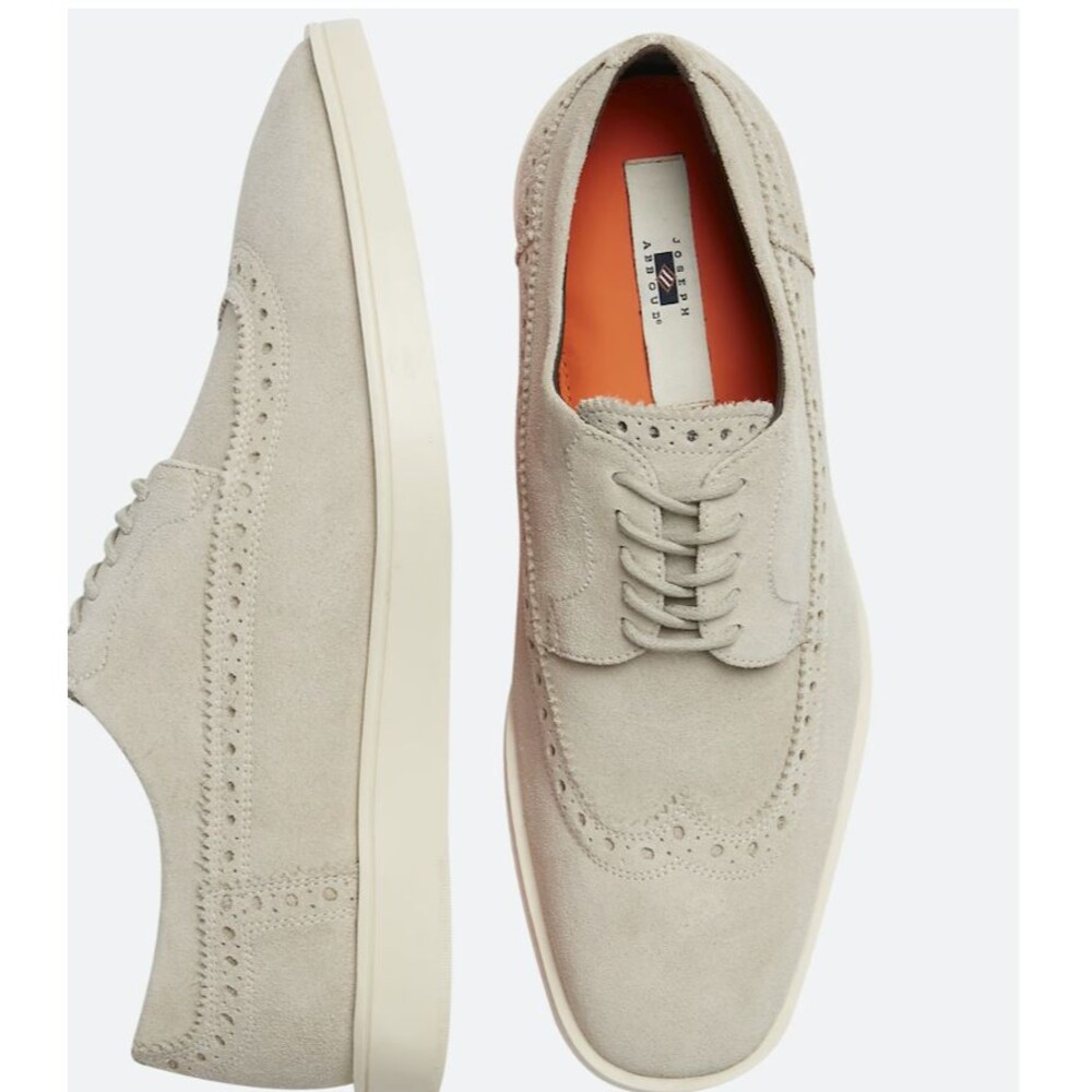 Joseph Abboud Enea Taupe Suede Wingtip Oxfords Men’s Shoes Size 7.5 D Width